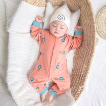 Baby jumpsuit spring and autumn and summer pure cotton baby clothes pajamas climbing clothes Thin long-sleeved newborn super cute Haya