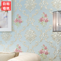 Self-adhesive non-woven wallpaper European garden 3D three-dimensional precision warm bedroom living room TV background wall wallpaper