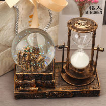 Crystal Ball HOURGLASS TIMER CREATIVE PENDULUM PIECES RETRO CURRENT SAND HOME DECORATION PINT EIFFEL TOWER MUSIC BOX