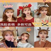South Korea Cute Hair Hoop Girl with the same style Face Head Hoop Crown Cartoon Flowers Little Bear Ears Cute Hair Accessories