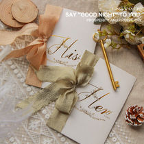 Wedding Ins Wind Vows Card Handhot Gold Butterfly Knot Hand Card Wedding Speech Card Oath Book