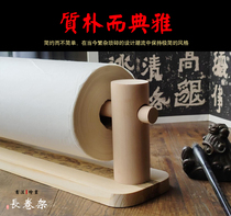 New scroll frame solid wood single-layer shelf calligraphy long roll paper holder calligraphy and painting towel hanger propaganda paper roll holder