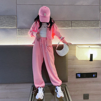 Girl Suit Spring Dress 2022 New Korean Version Online Red Ocean Gas Sports Spring And Autumn Wear two sets of parent-child boomers