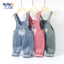 Baby Strap Pants Spring and Autumn 2021 New Boys Corduroy Open Gear Children Cotton One Year Old Baby Autumn Pants