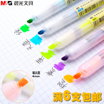 Morning press fluorescent pen Ben series fluorescent label notes Students use color mark pen Read and make notes color coarse pen AHM27301 silver color 6