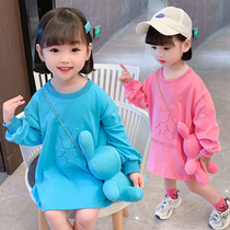 Early autumn womens clothing autumn clothing 2021 new children Korean version of foreign style little girl long sleeve T-shirt dress tide