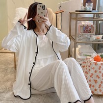 Yuezi clothing cotton postpartum spring and autumn summer thin breast-feeding women out three-piece short-sleeved home wear