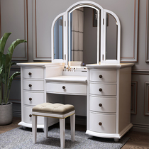 American solid wood dressing table light luxury modern simple high-end intelligent folding mirror bedroom makeup table storage cabinet