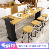 Nordic solid wood bar table and chair combination bar high foot table chair restaurant simple wall bar table one
