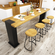 Nordic solid wood bar table and chair combination Bar high foot table and chair Restaurant Simple wall bar table and table