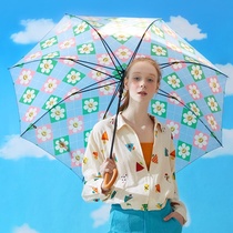 wiggle wiggle Umbrella Women Sunshine and Rain Dual parasol Sunscreen Anti-ultraviolet Long Handle Umbrella ins Wind