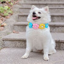 Small and medium dog collar colored hair ball collar decoration products cute Chai Dog Keji Net red photo pet accessories