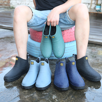 European and American fashion rain shoes mens short tube waterproof shoes non-slip kitchen wash work shoes low-top rain boots fishing rubber shoes tide