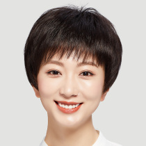 Wig short hair female simulation summer middle-aged full head cover mom real hair fake hair wig set hair lady full true