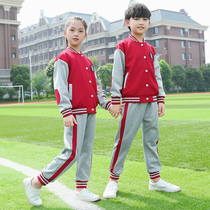 Primary school uniforms spring and autumn suits Red class uniforms three sets kindergarten uniforms sports two sets Autumn New