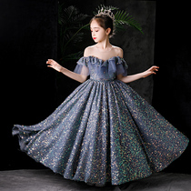 Girl dress girl flower girl show princess dress children evening dress host high-end piano performance dress foreign atmosphere