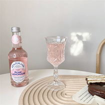 ins wind transparent glass goblet embossed simple red wine glass Champagne cold drink glass Juice foreign wine cup