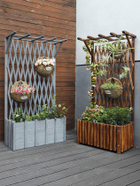 Outdoor Anticorrosive Wood Fence Fence Outdoor Balcony Grid Climbing Rattan Flower Shelf Courtyard Decorative Guardrail Partition Flower Pot