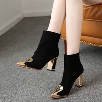 Martin boots children 2020 new spring and autumn winter Korean fashion high heel boots thick heel pointed frosted short boots