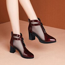 Sandals female 2021 New Spring Summer short boots with bright leather mesh cool boots mother breathable thick mesh boots Hollow