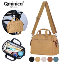 Qminica official web new light mommy bag large capacity multifunction hand out single shoulder inclined cross mother-to-baby bag