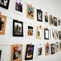 Photo wall decoration hemp rope clip photo frame wall sticker creative combination hanging wall Net red non-perforated ins room layout