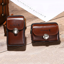 Hot Sale men elephant pattern pup leather buckle running bag 5 5 inch wear belt mobile phone running bag middle aged and elderly waist wallet