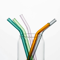 Sybil straw Glass straw Straw Coarse heat-resistant environmental protection transparent elbow straw Anti-lipstick Non-disposable
