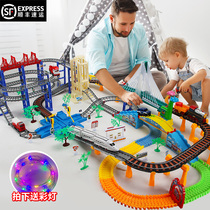 Viaduct track simulation train high-speed rail electric assembly rail car puzzle 3 boys 6 years old boy childrens toys