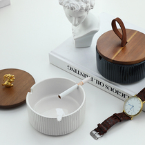 Light Extravagant Ceramic Ashtrays Anti-Ash with lid Home Living room Office Creative personality Tide Smoke Cylinders Smoke Proof