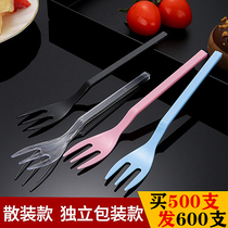 Disposable fruit fork three-tooth fork thickened cake fork independent packaging plastic snacks try small fork