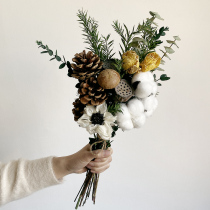 Dried flower bouquet decoration decoration ins Nordic style immortalized real flower cotton eucalyptus leaf home living room decoration