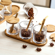 Kitchen seasoning jar glass seasoning storage box set Japanese seasoning jar seasoning jar sugar bottle monosodium glutamate salt jar