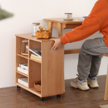 All solid wood table movable bookshelf lattice bookcase office cabinet storage rack Nordic storage rack storage cabinet