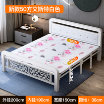 Folding bed household single bed rental room double wooden bed adult iron frame bed office lunch bed simple bed