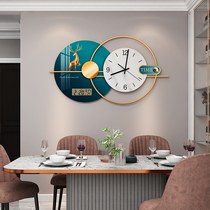 Nordic deer head watch wall clock Living room household fashion simple atmosphere Dining room silent liquid display decorative clock wall clock