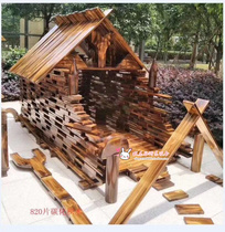 Kindergarten large outdoor solid carbonization building blocks Hollow carbon burning building area Log large building blocks