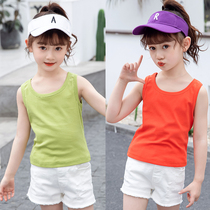  Childrens clothing girls vest 2021 new solid color sleeveless T-shirt little girl cotton stretch sports outer wear camisole shirt