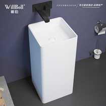 Platinum black wash basin square column basin artificial stone washbasin integrated floor sink art sink