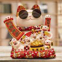 Opening gift large ceramic hair fortune cat shop home electric shake hand fortune creative gift lucky cat ornaments