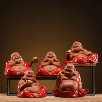 Chinese Zen-style lucky Maitreya Buddha little monk figure living room ceramic creative home accessories coffee table tea pet ornaments