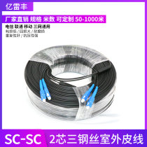 1 2-core outdoor finished leather cable Fiber optic cable Fiber optic jumper SC-SC armored cable Overhead welding-free fiber optic jumper Carrier-grade outdoor network cable Extension camera monitoring transmission fiber optic cable