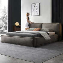 Italian minimalist fabric bed Modern simple 1 8 meters double down bed Master bedroom wedding bed Technology cloth bed Soft bed