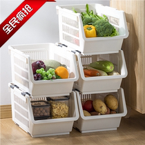 Household kitchen large multi-layer plastic vegetables collection basket fruit packaging basket can be superimposed with desktop
