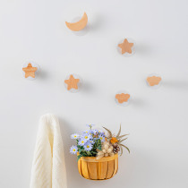 Nordic solid wood star adhesive hook porch key hanging door rear bathroom refrigerator sticker wall hanging clothes hat no trace stick hook
