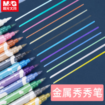 Morning light metal show pen Luojin color painting pen Flash Pen highlighter brush fluorescent pen flash powder glowing crystal quicksand silver light to make special pearlescent painting children shiny greeting card pen soft head tremble
