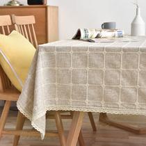 Tablecloth North European style ins cotton linen cloth pastoral table cloth rectangular simple table mat Net red hipster