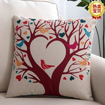 Cushion cartoon coarse cloth yellow leather sofa pillow linen square large pillow case without core
