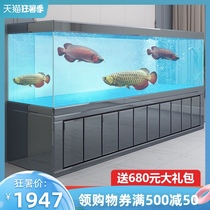 Large golden dragon fish tank aquarium Living room office screen 2 meters 3 meters bottom filter ultra-white glass fish tank customization