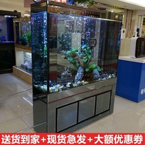Fish tank aquarium living room partition wall floor bottom filter size type water-free ecological super white glass goldfish tank